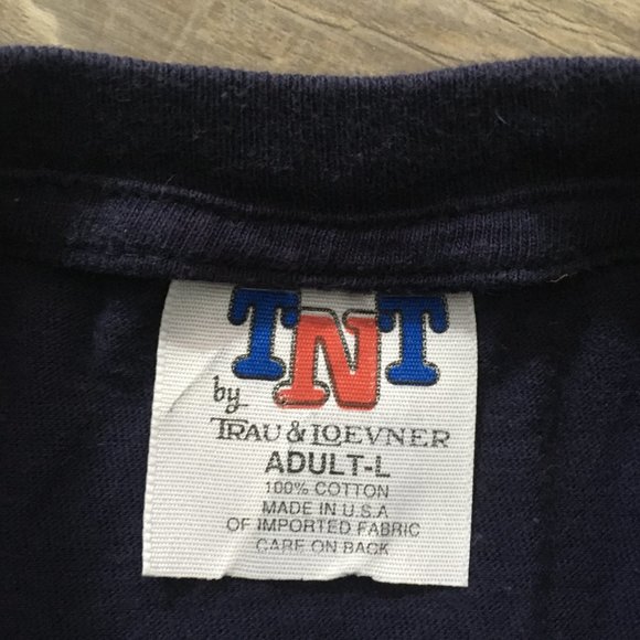 Vintage TNT Trau & Loevner Notre Dame Fighting Irish Blue T-Shirt Large Made USA - Picture 5 of 5
